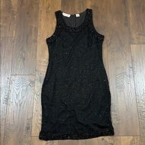 Vintage Laurence Kozar Silk Beaded Sleeveless Cocktail Dress